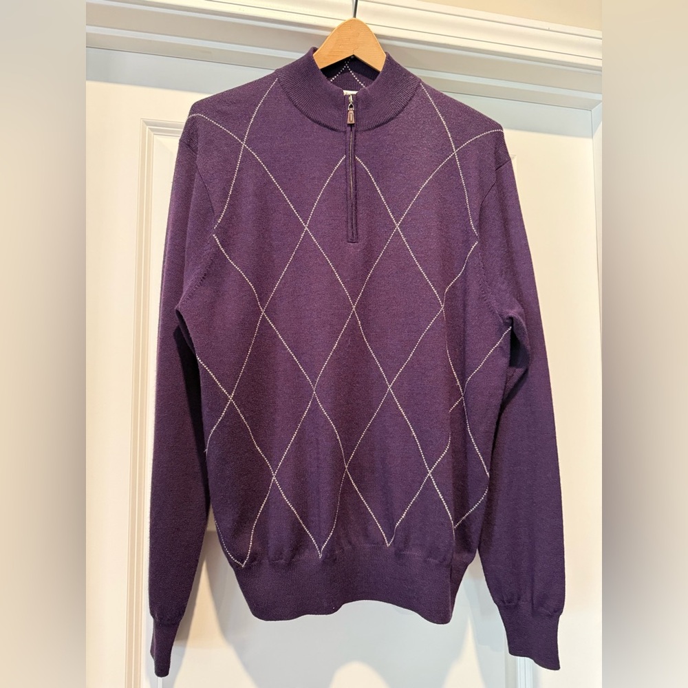 Peter Millar 100% Merino Wool 1/4 zip sweater - eggplant color - Men’s medium